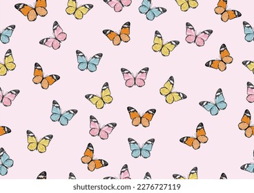 butterfly colorful hand drawn design vector