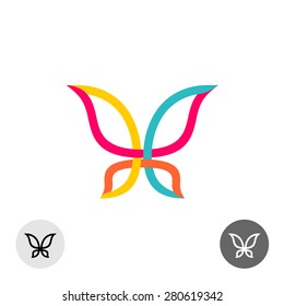 Butterfly colorful lines silhouette logo