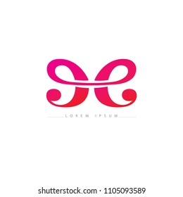 Butterfly colorful logo template with shadow on wings.