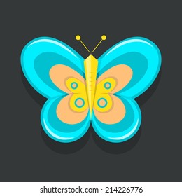 Butterfly colorful minimalistic cartoon style icon, unusual visual impact, Vector illustration