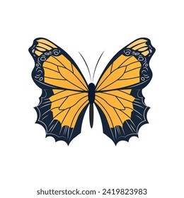 Butterfly of colorful set. This mesmerizing illustration showcase a gorgeously designed butterfly in a vivid and lively cartoon style. Vector illustration.