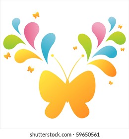 butterfly with colorful splash