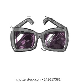 butterfly, colorful sunglasses icon, hand drawn doodle color style, vector illustration.