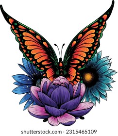 Butterfly with colorful wings. Vector illustration design