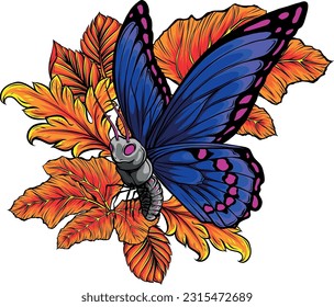 Butterfly with colorful wings. Vector illustration design
