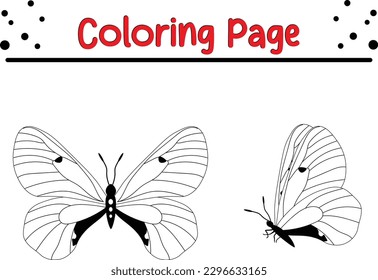 butterfly coloring book. Cute outlined butterfly printable graphic for pre school kids coloring book pages