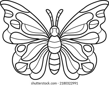 butterfly coloring book isolated on white background
