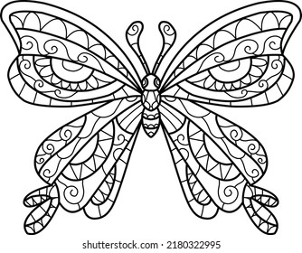 butterfly coloring book isolated on white background