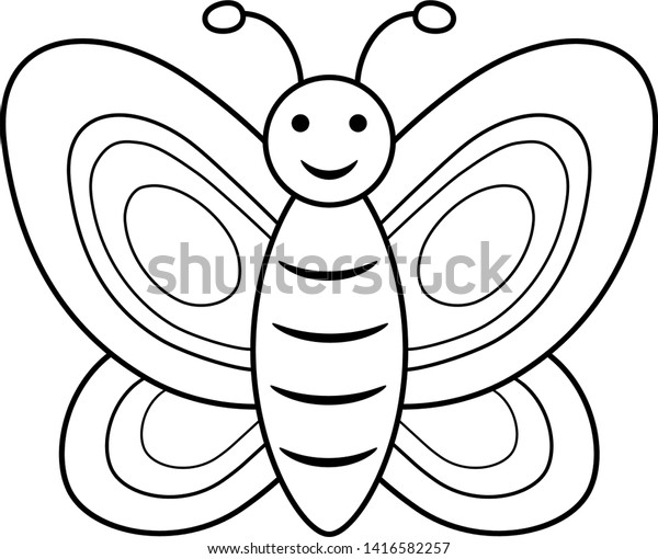 butterfly coloring book page children simple stock vector