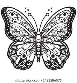 butterfly coloring book page vector illustrations for kids 