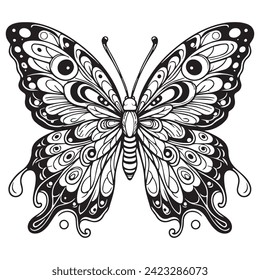 butterfly coloring book page vector illustrations for kids 