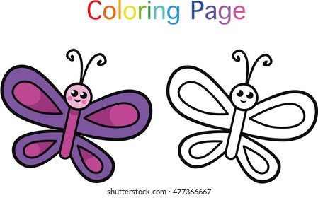 Butterfly coloring page for children (Vector illustration)