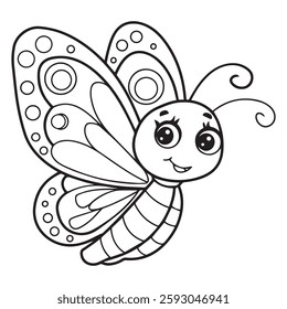 Butterfly Coloring Page Isolated for Kids
