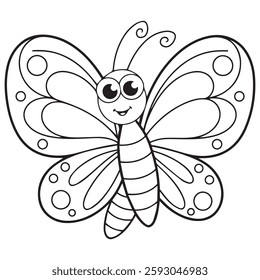 Butterfly Coloring Page Isolated for Kids
