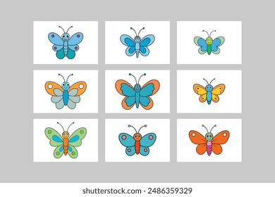Butterfly coloring page for kid vector cartoon illustration