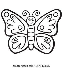 Butterfly Coloring Page Kids Cute Butterfly Stock Vector (Royalty Free ...