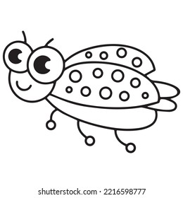 Butterfly Coloring Page For Kids, Cute Ladybug Character Vector illustration EPS, And Image