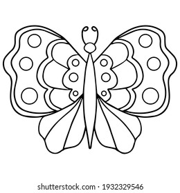 Butterfly. Coloring page, line art. Isolated vector clip art element