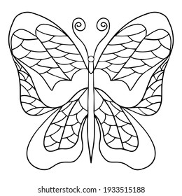 Butterfly Coloring Page Line Art Isolated Stock Vector (Royalty Free ...