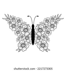 butterfly coloring page mandala design. print design. t-shirt design.