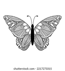 butterfly coloring page mandala design. print design. t-shirt design.
