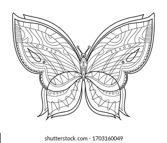 Butterfly. Coloring page. Vector illustration.