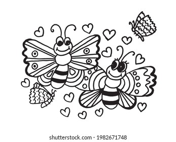 BUTTERFLY COLORING PAGE,FLOWER COLORING PAGE,
