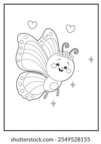 Páginas de colorir borboleta para crianças. Livros de colorir para crianças com bonitinho personagem de desenho animado borboleta. Diversão imprimível em preto e branco e folha de atividades educativas para o jardim de infância.
