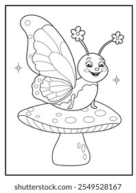 Páginas de colorir borboleta para crianças. Livros de colorir para crianças com bonitinho personagem de desenho animado borboleta. Diversão imprimível em preto e branco e folha de atividades educativas para o jardim de infância.
