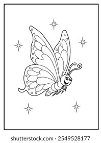 Páginas de colorir borboleta para crianças. Livros de colorir para crianças com bonitinho personagem de desenho animado borboleta. Diversão imprimível em preto e branco e folha de atividades educativas para o jardim de infância.
