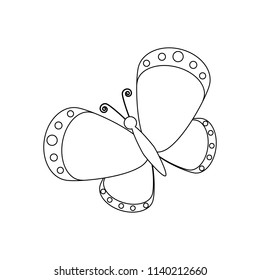 Butterfly coloring pages on the white background. Vector illustration