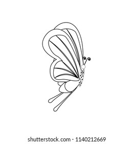 Butterfly coloring pages on the white background. Vector illustration