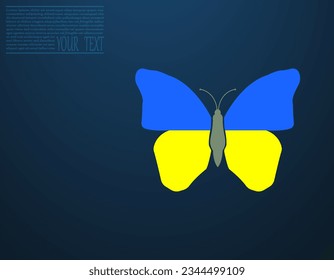 Butterfly in the colors of the flag of Ukraine. Vector illustration of a butterfly in the colors of the Ukrainian flag. No war in Ukraine. Support Ukraine.