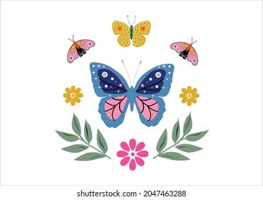 butterfly colors vector art design hand drawn