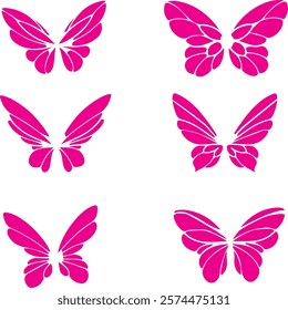 Butterfly colour leafs vactors silhouettes winged gorgeous insect set isolated vector illustration