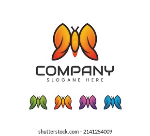 Butterfly colourful logo design concept template