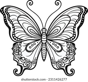 Butterfly , colouring book for kids, vector illustration	
