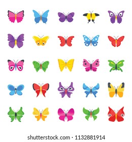 Butterfly Common Species Flat Icons