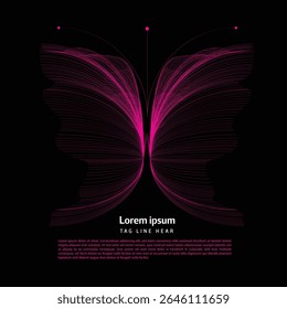 Papillon composé de polygone. Illustration vectorielle low-poly d'un ciel étoilé ou de Côme. Le prospectus numérique est composé de lignes, de points et de formes. Structure de connexion lumineuse à technologie de cadre métallique. 