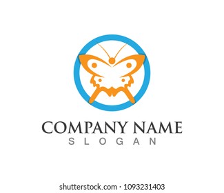 Butterfly conceptual simple, colorful icon. Logo. Vector illustration