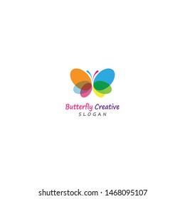 Butterfly conceptual simple, colorful icon. Logo. Vector illustration