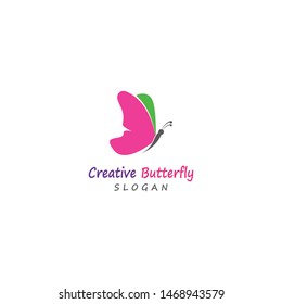 Butterfly conceptual simple colorful icon Logo Vector design