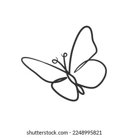 Butterfly continuous line art drawing. Cute butterfly one line art drawing
