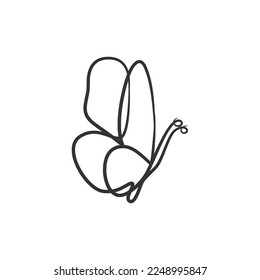 Dibujo de línea continua de mariposa. Dibujo de una línea de mariposa de forma simple