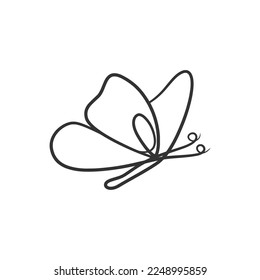 Dibujo de línea continua de mariposa. Dibujo de una línea de mariposa de forma simple