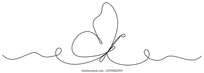Butterfly continuous line art drawing  Vector illustration isolated white 	