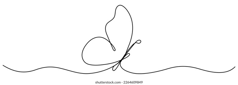 Butterfly continuous line art drawing. Vector illustration isolated on white.