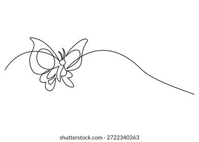 Mariposa arte de línea continua Grande ilustración simétrica con línea que fluye