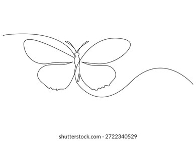 Gráfico simétrico suave del arte de línea continuo de la mariposa para la marca orgánica y los logotipos