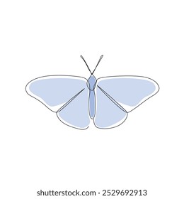 butterfly continuous line color design. poem element continuous line illustration. vector lineart. monoline asset.
